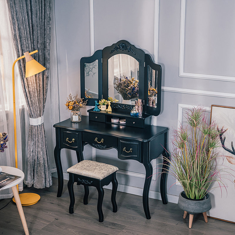 House of Hampton® Servantes Vanity Set with Stool and Mirror & Reviews